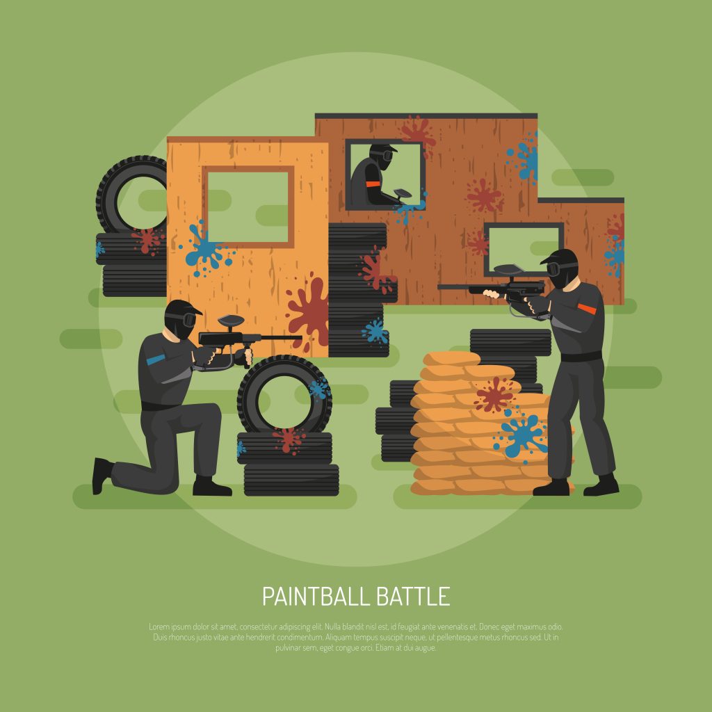 Illustration d'une bataille de paintball