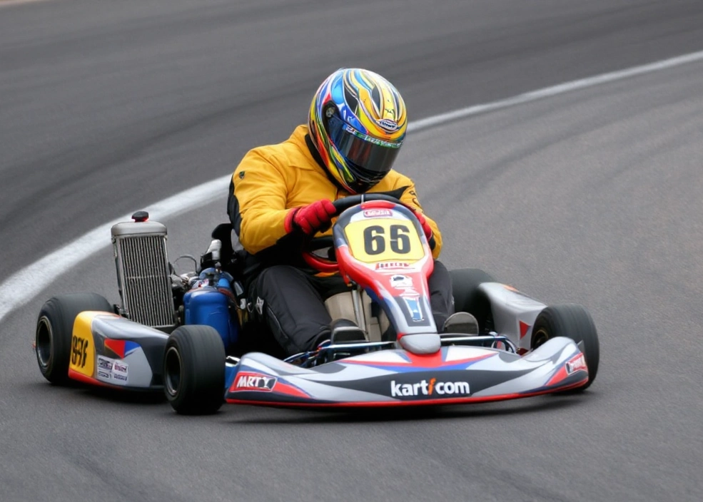 conducteur sur un virage de karting