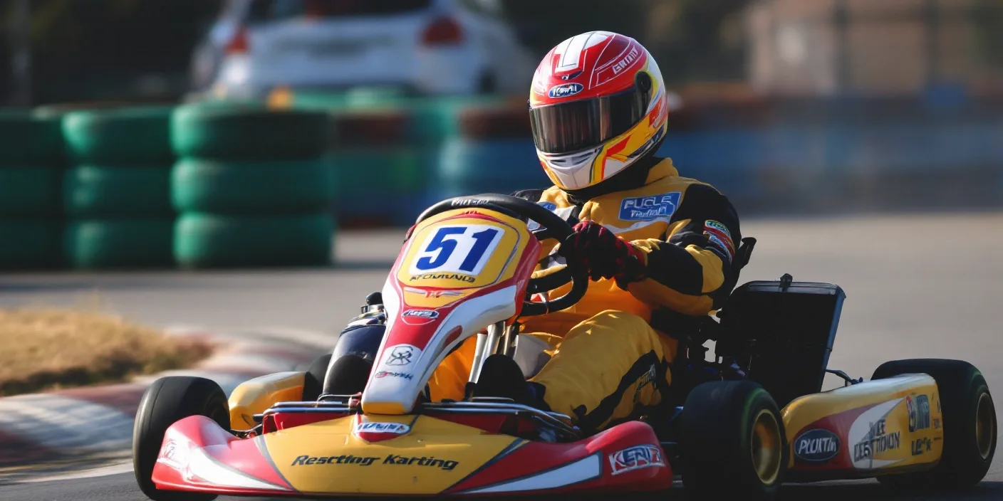 Conducteur au volant d'un karting