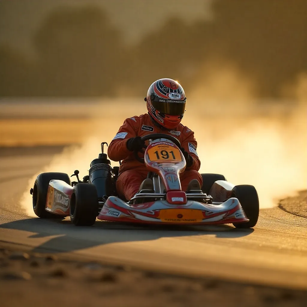 Pilote de karting sur circuit montrant l’intensité sportive de l’activité