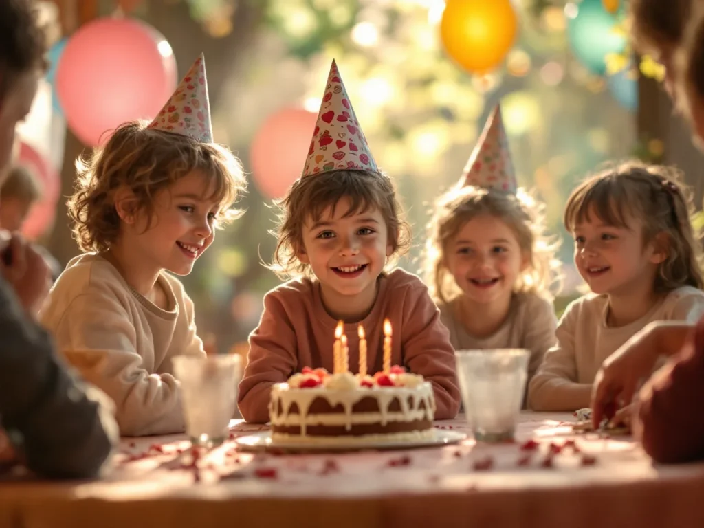 Enfants participant à un anniversaire organisé dans un centre de loisirs à Ouistreham, avec activités comme le laser game, l’accrobranche et le karting.